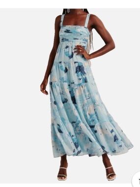 NWT Abercrombie, blue and white floral maxi dress size XXS